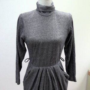 Vintage T Juniors Long Sleeve Turtleneck Grey Dress Acrylic Size 3